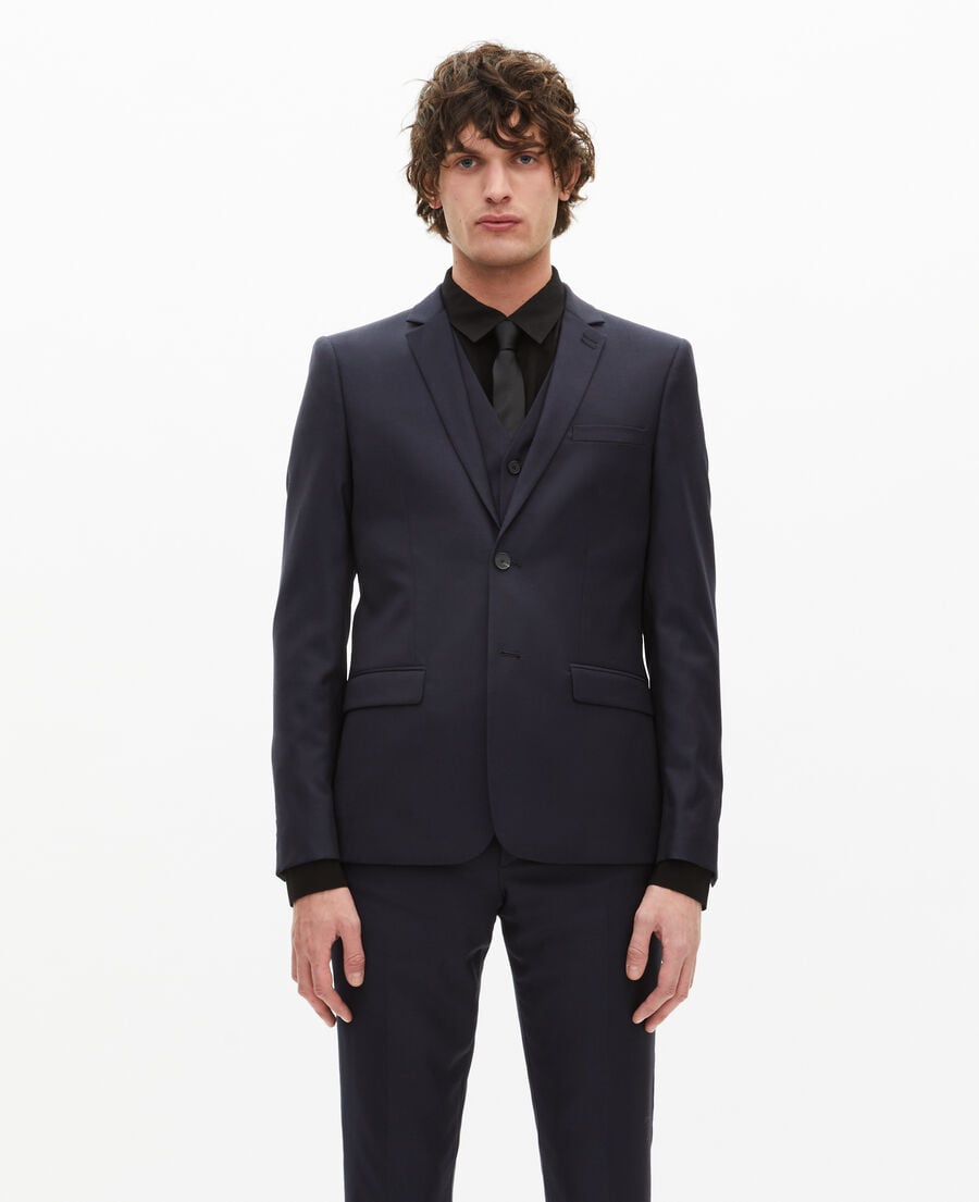 The Kooples MEN DARK NAVY straight-cut suit jacket in blue wool