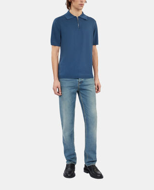 The Kooples H MIDDLE NAVY royal blue knitted polo t-shirt