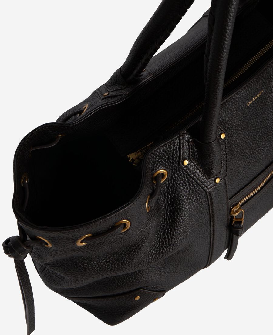 The Kooples F BROWN brown grained leather shopper bag