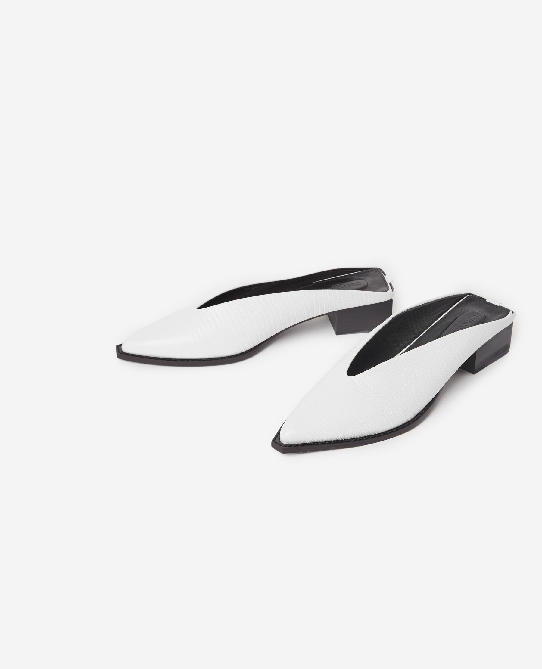 White snakeskin shop mules