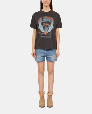 The Kooples F BLACK WASHED black t-shirt with guitar serigraphy