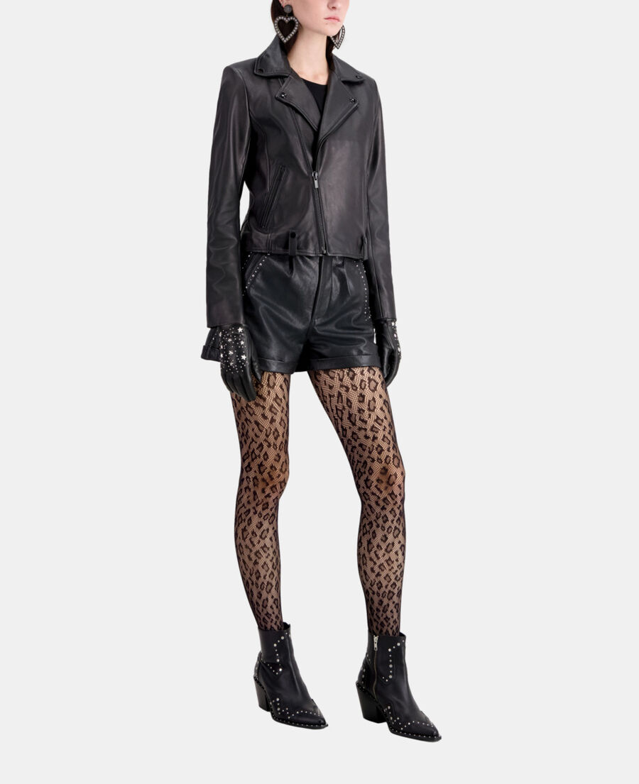 blouson en cuir noir
