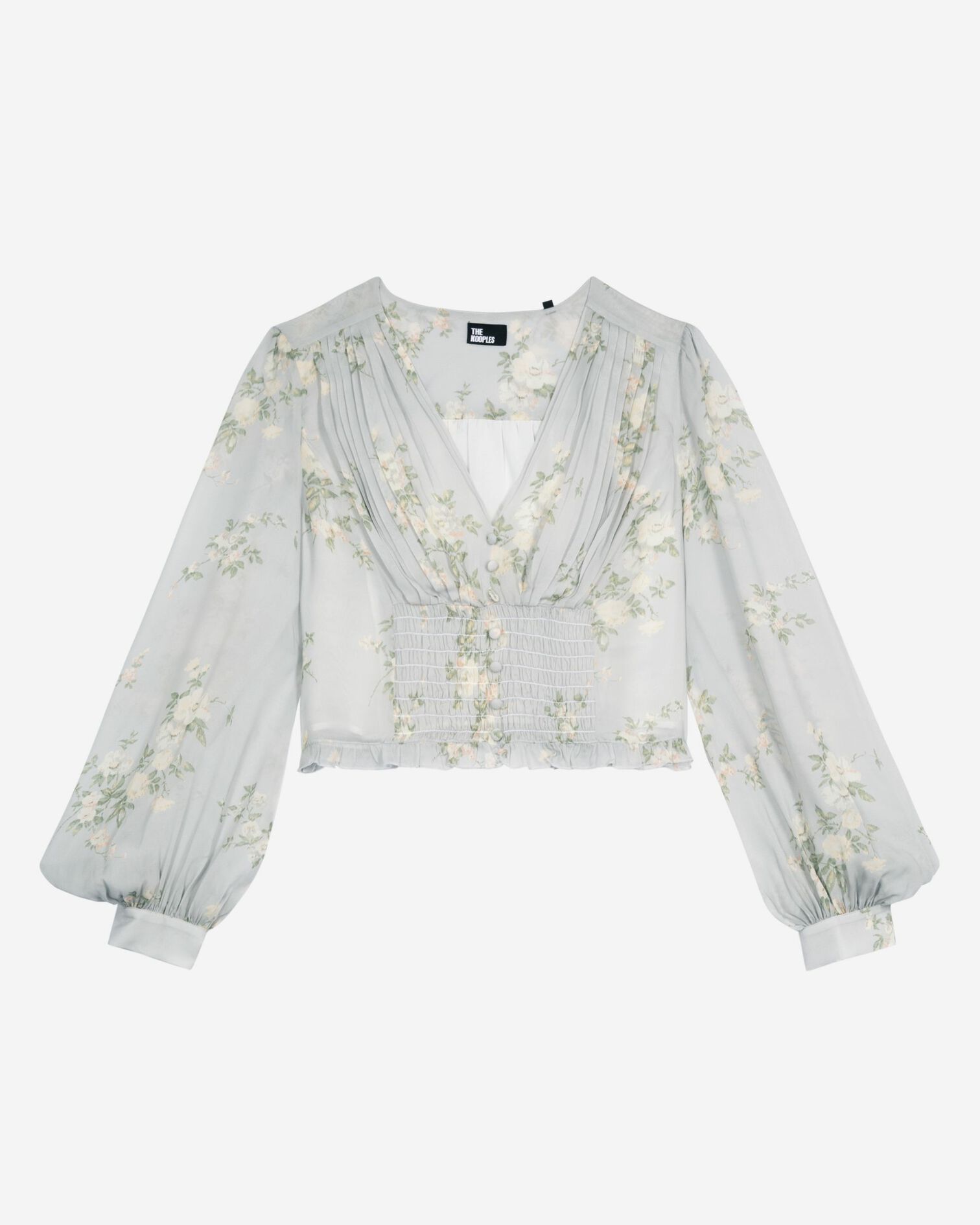 Blue floral print top, BLUE, hi-res image number null