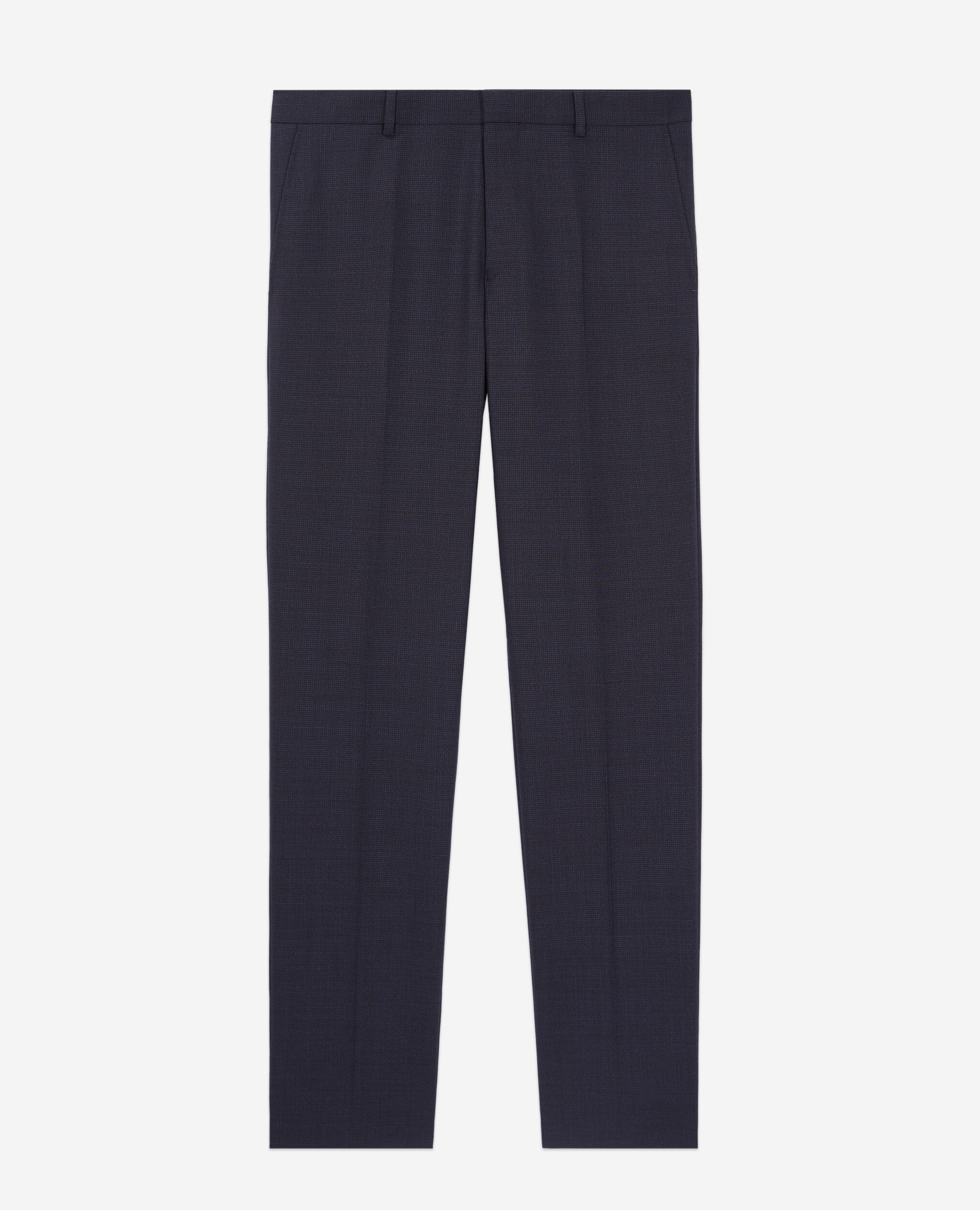 Navy blue micro-pattern wool suit trousers, NAVY / BLACK, hi-res image number null