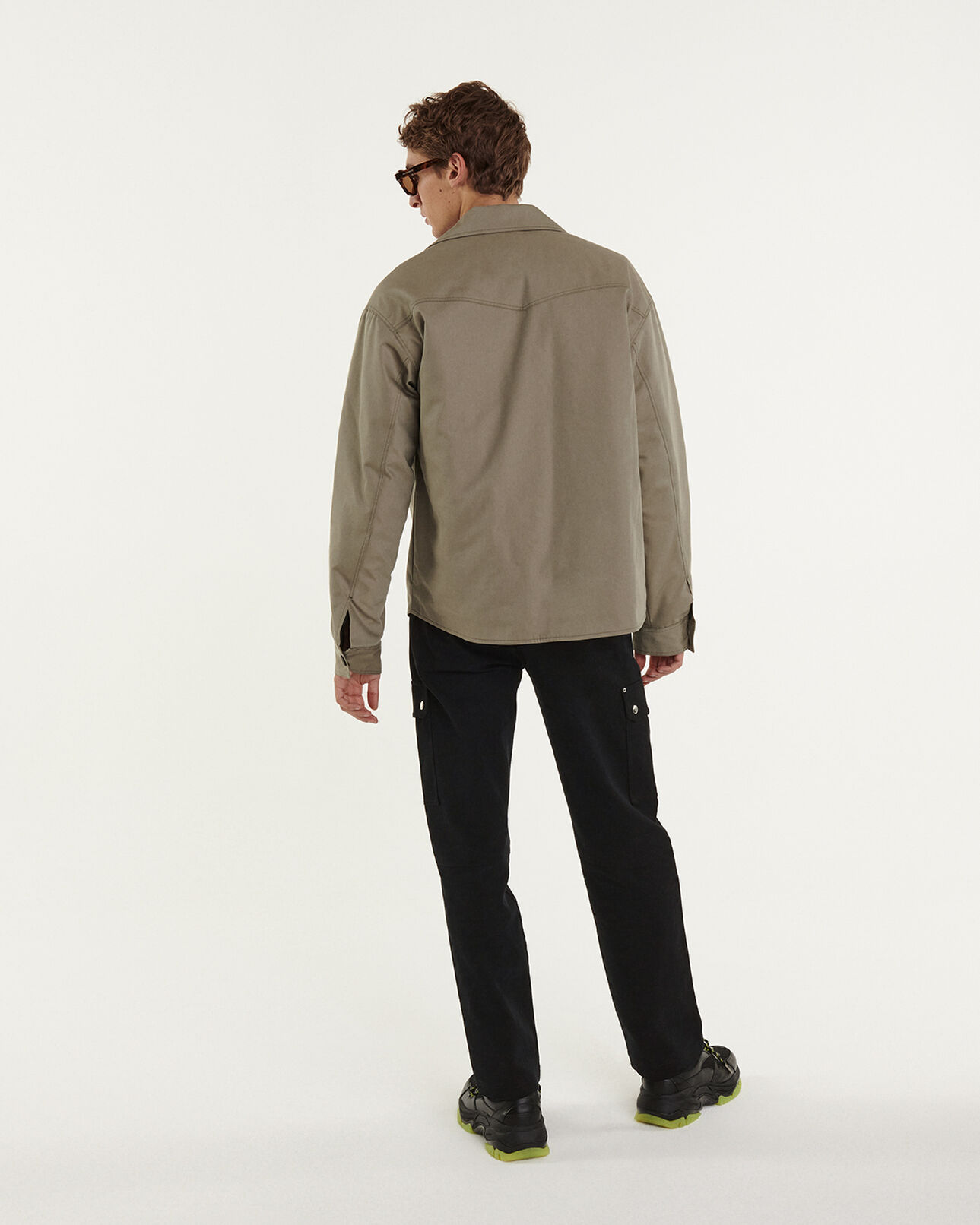 The Kooples MEN LIGHT KAKI quilted khaki jacket with pockets