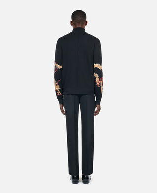 The Kooples H BLACK black wool-blend cardigan with dragon embroidery