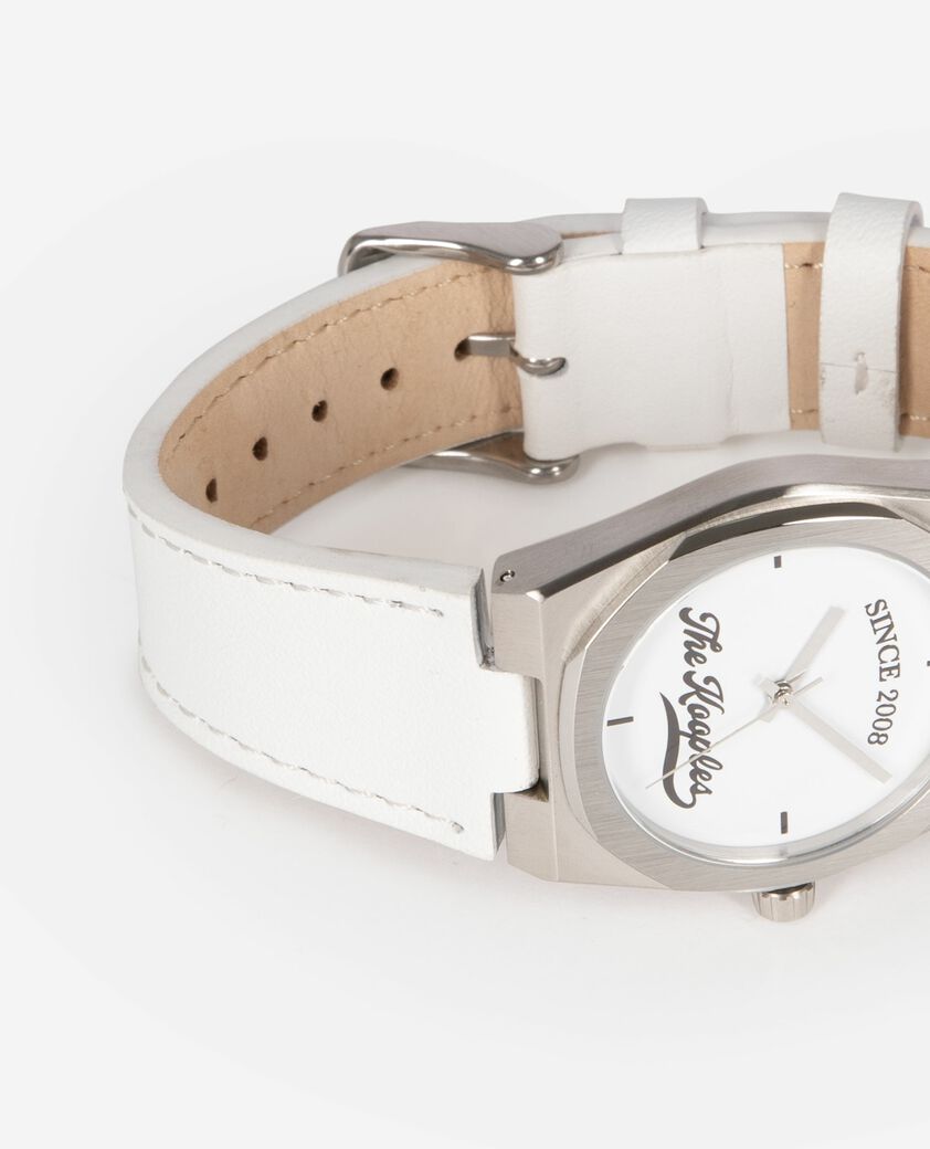 The Kooples UNISEX null uhr mit logo und wei&szlig;em lederarmband