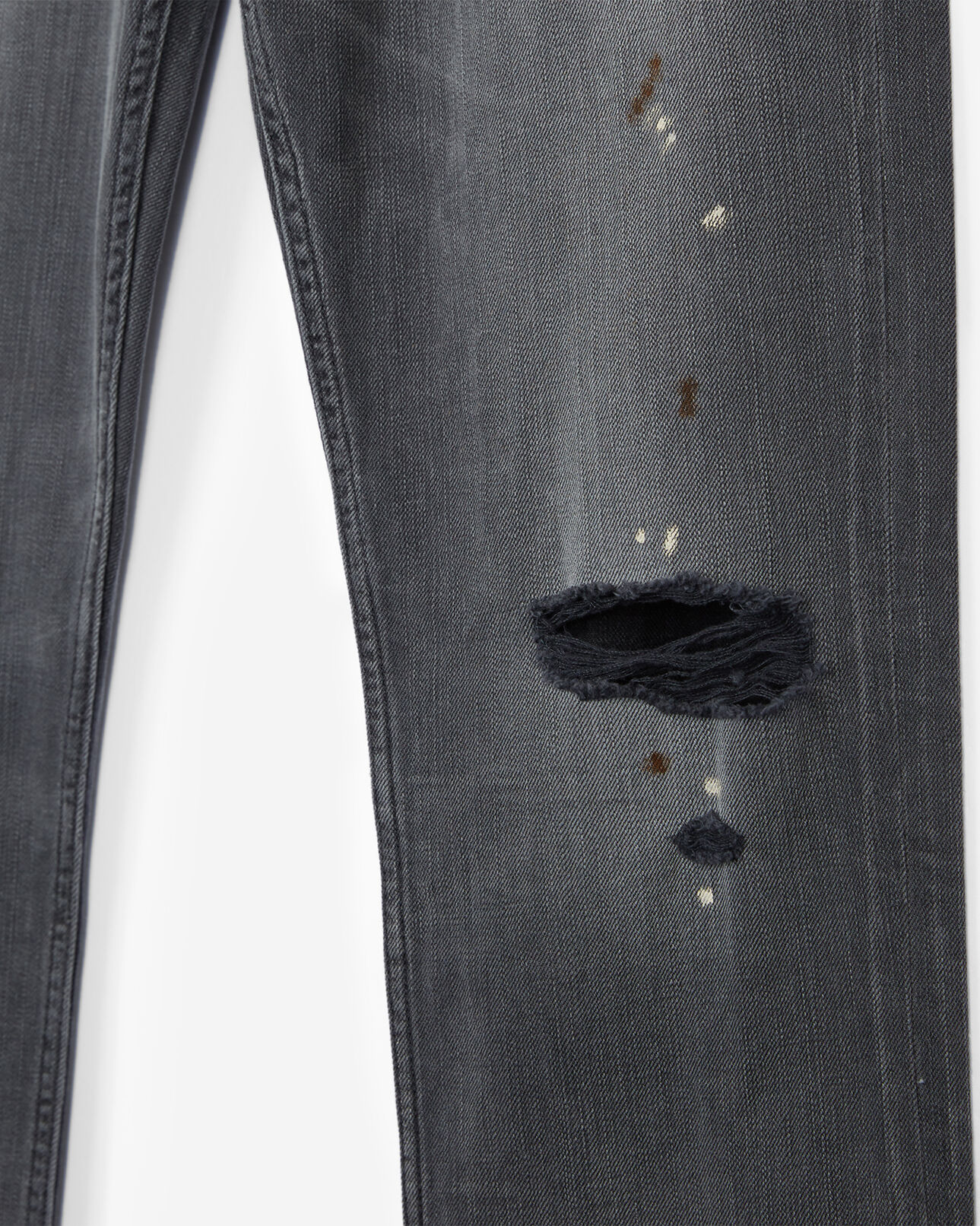 The Kooples MEN BLACK WASHED faded dark grey ripped jeans