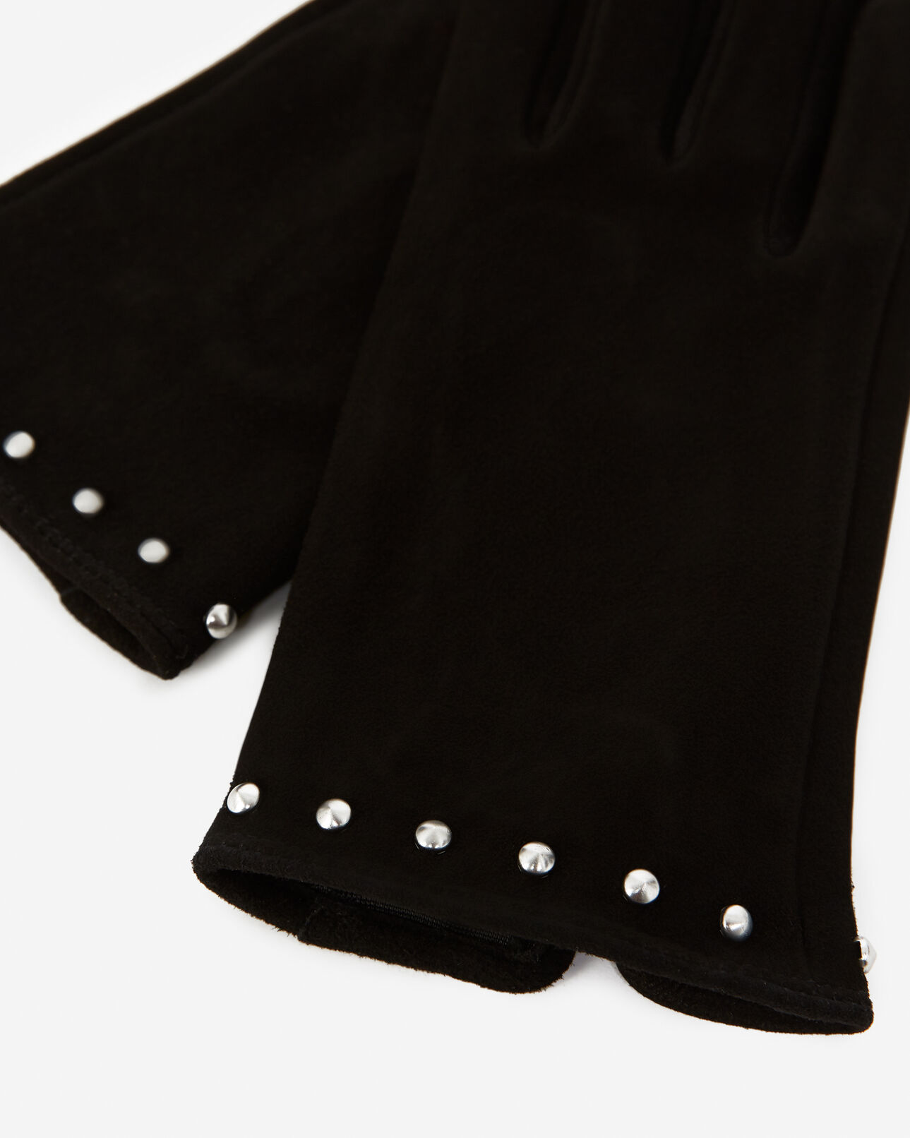 The Kooples MUJER BLACK guantes negros piel ante tachuelas plateadas