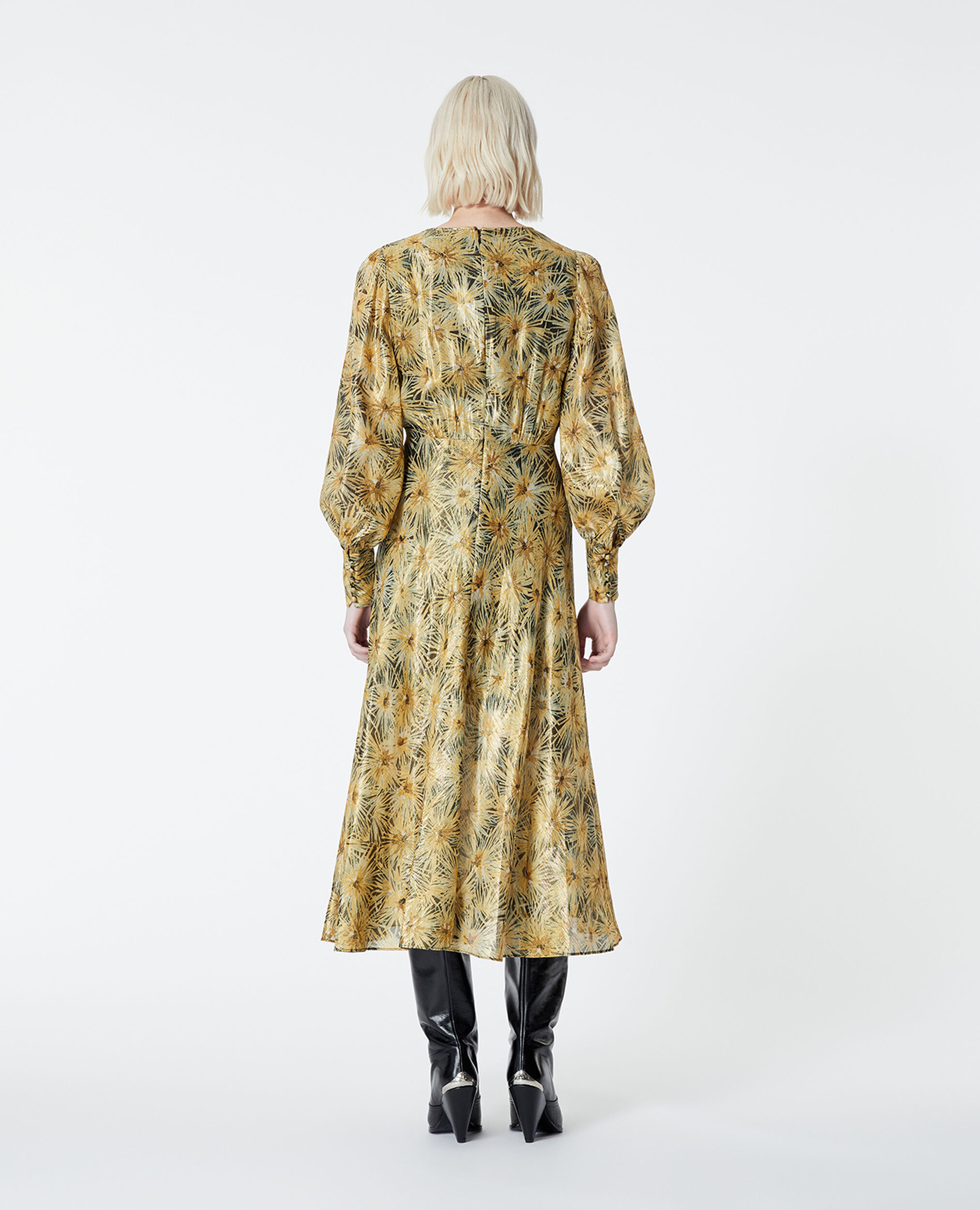 Buttoned long dress with golden print | The Kooples