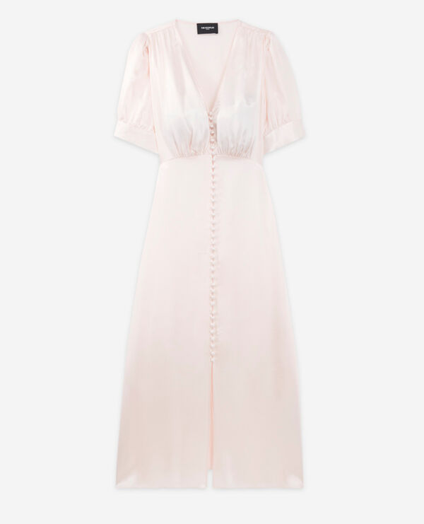 light pink long short-sleeved dress