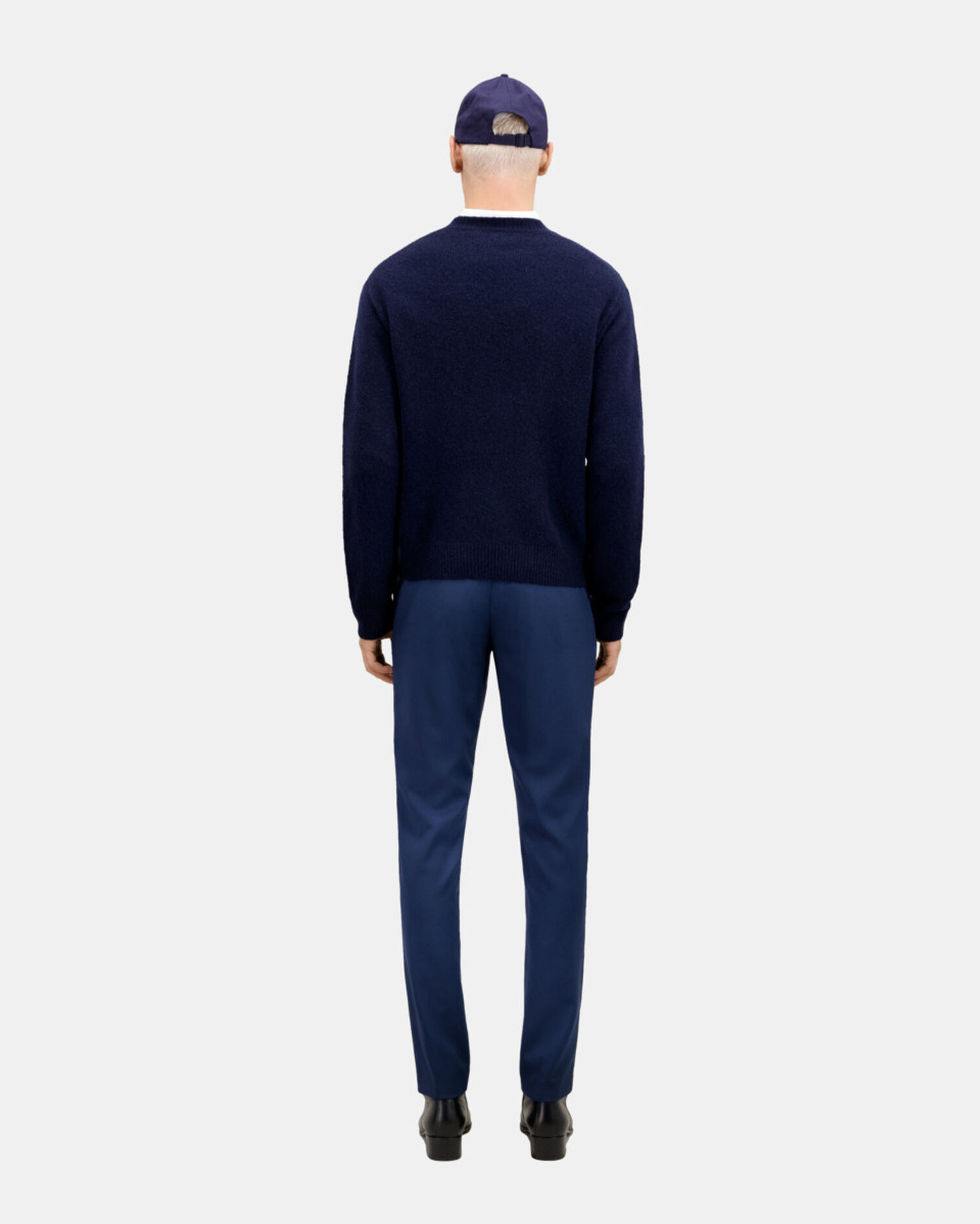 Navy blue wool and alpaca blend sweater, NAVY, hi-res image number null