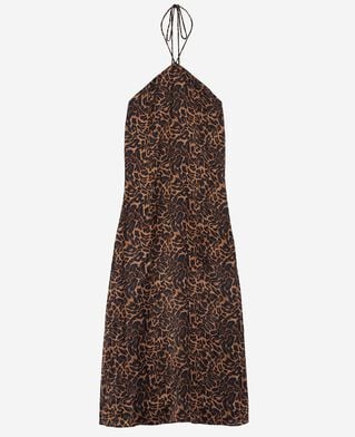 The Kooples DAMEN LEOPARD langes, ärmelloses kleid mit leopardenmuster