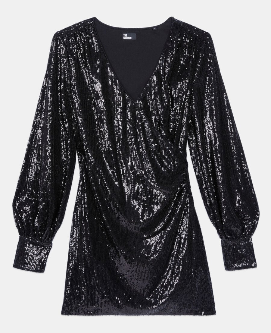 The Kooples FEMME BLACK robe &agrave; sequins courte noire