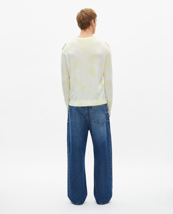 The Kooples HOMME YELLOW - ECRU pull en laine mérinos tie and dye jaune