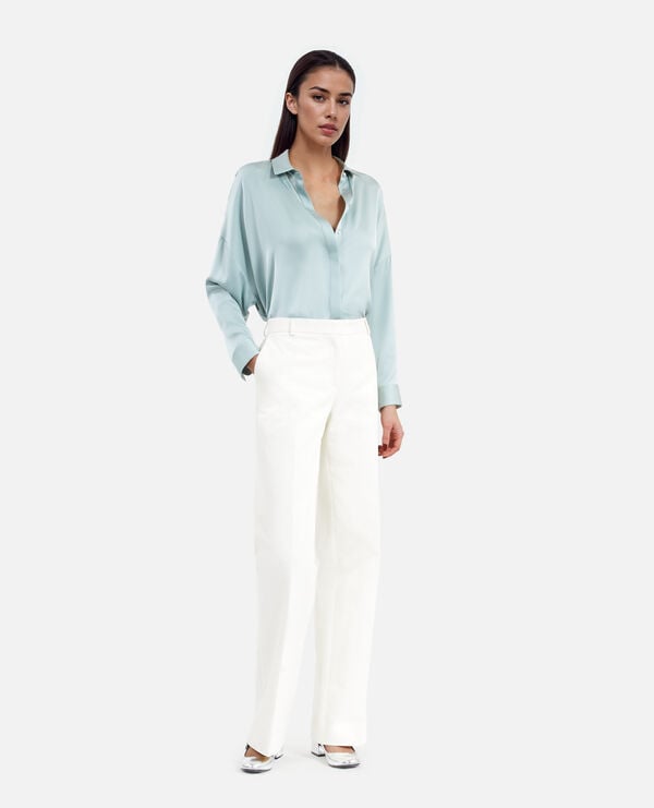 The Kooples WOMEN BLUE/GREEN loose blue silk shirt