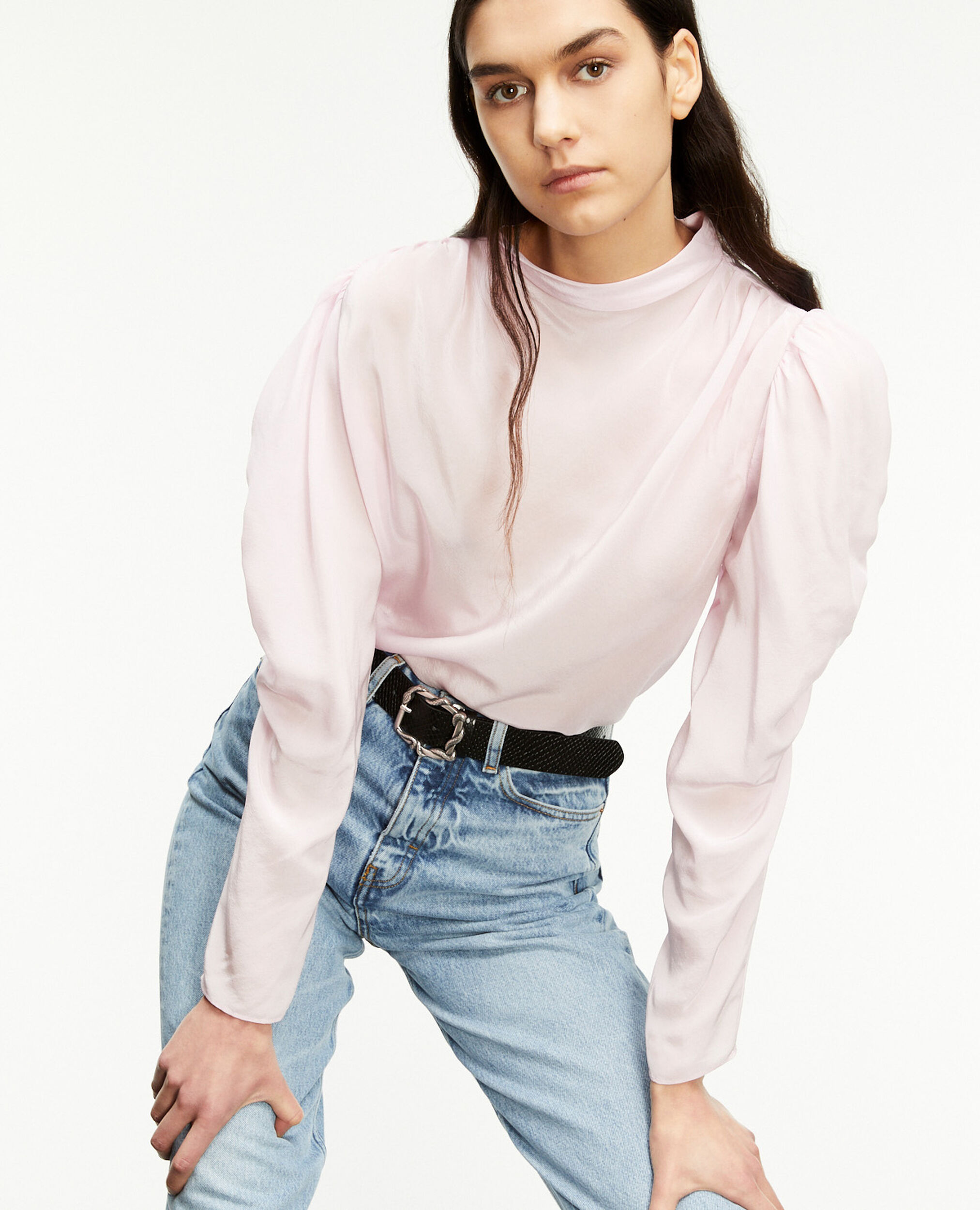 Roomy light pink top with drape The Kooples US
