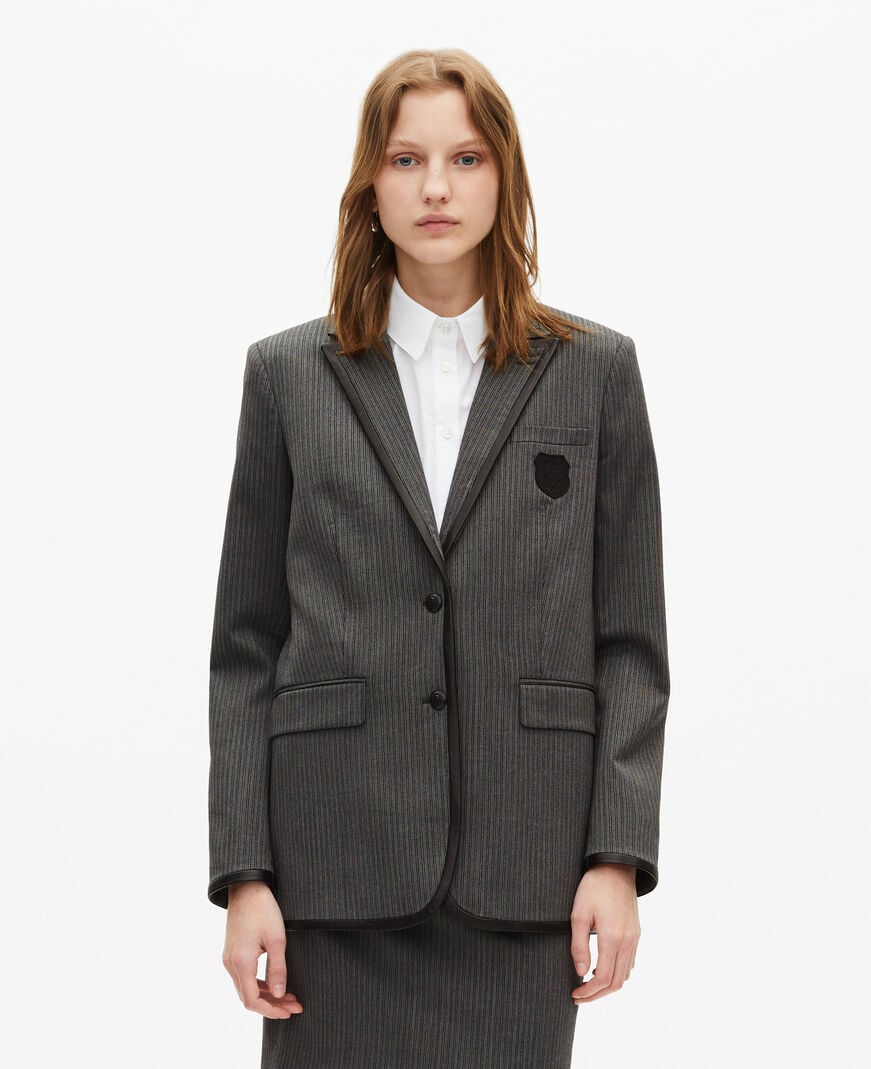 The Kooples WOMEN DARK GREY grey wool-blend striped jacket