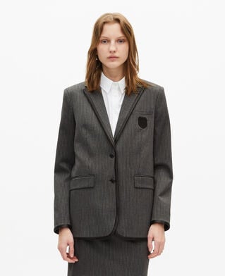 The Kooples WOMEN DARK GREY grey wool-blend striped jacket