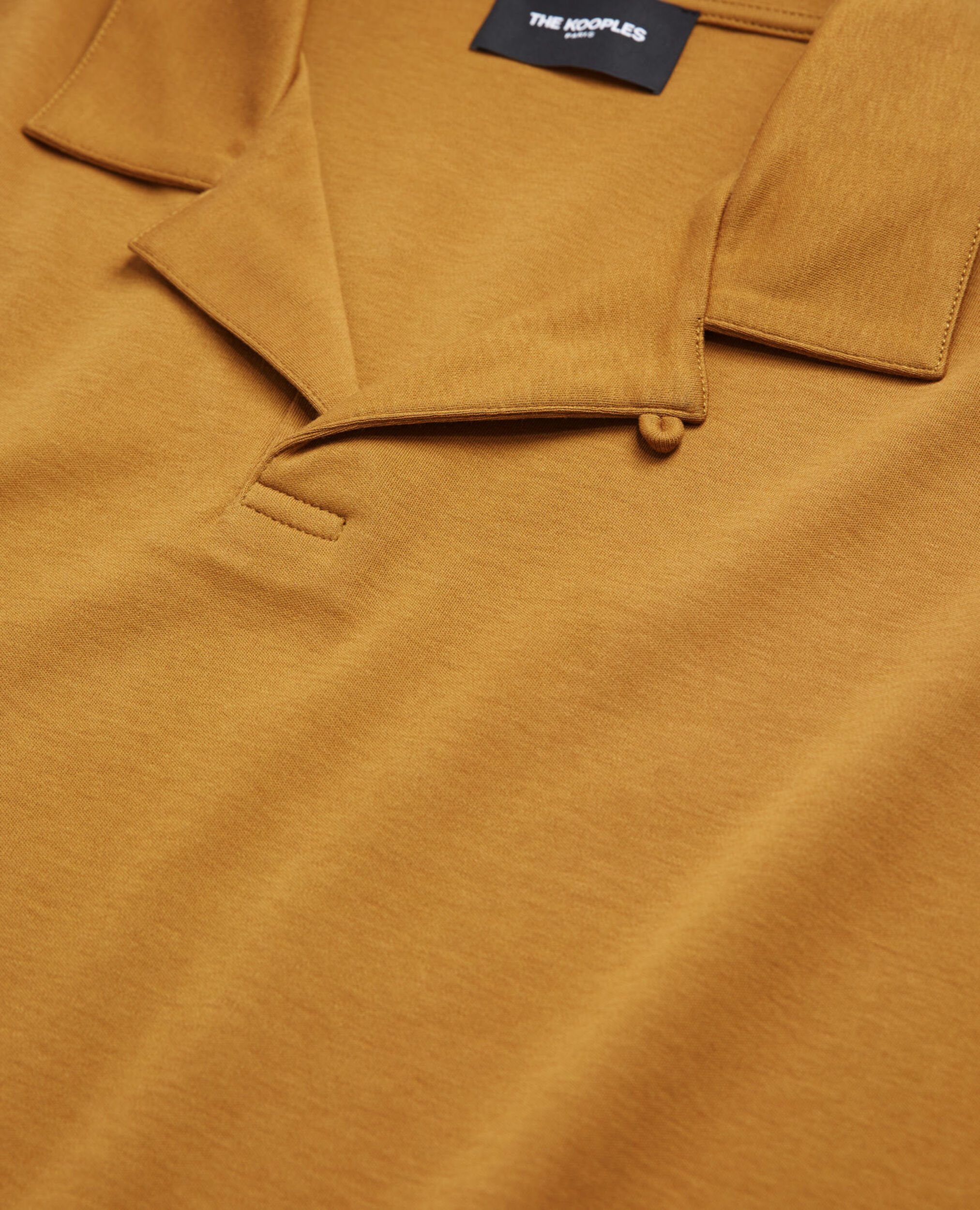 Camisa polo marrón algodón cuello cubano, BROWN, hi-res image number null