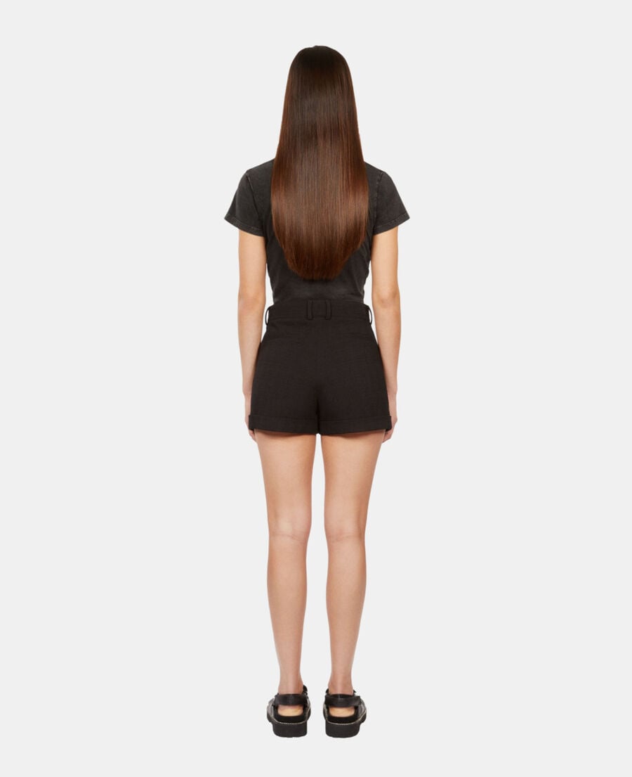 The Kooples MUJER BLACK pantalón corto de tweed negro
