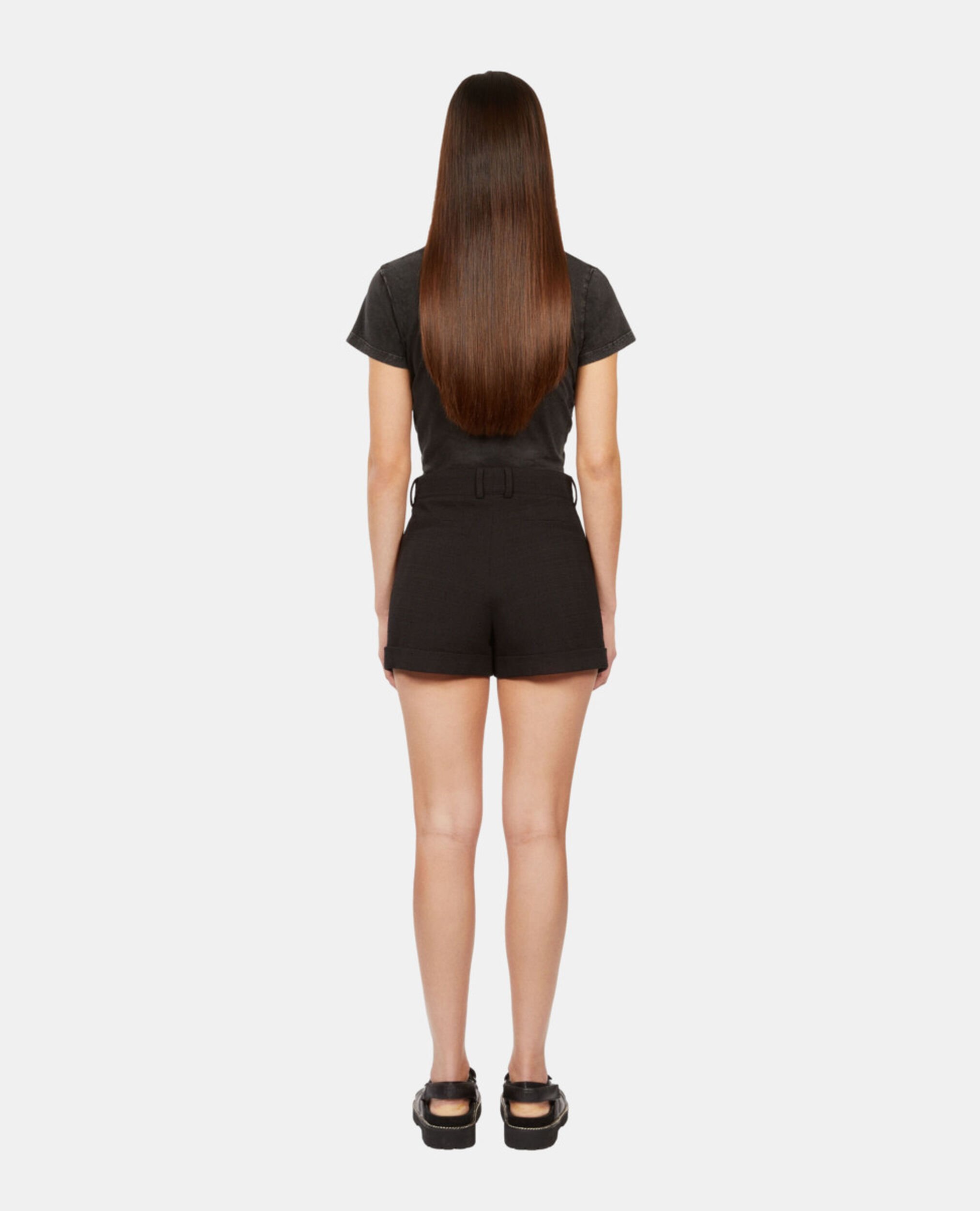 Pantalón corto de tweed negro, BLACK, hi-res image number null