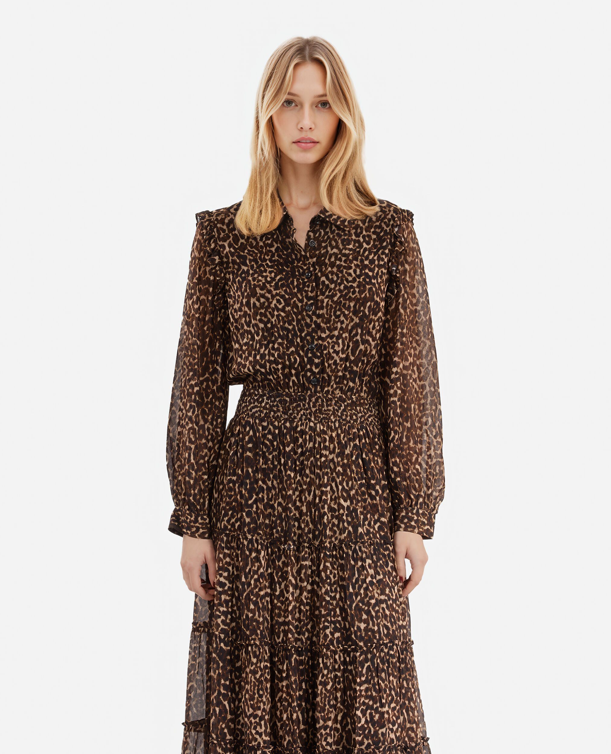 Leopard print long dress, LEOPARD, hi-res image number null