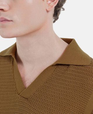 The Kooples H CAMEL short-sleeve camel cotton sweater