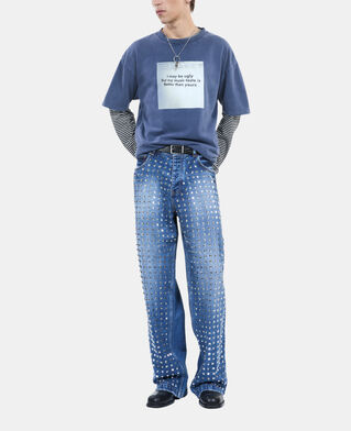 The Kooples HOMME DARK BLUE t-shirt à sérigraphie bleu