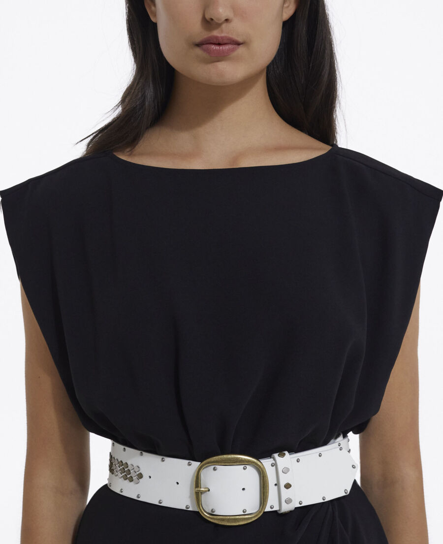 The Kooples FEMME BLACK robe courte noire en crepe portefeuille