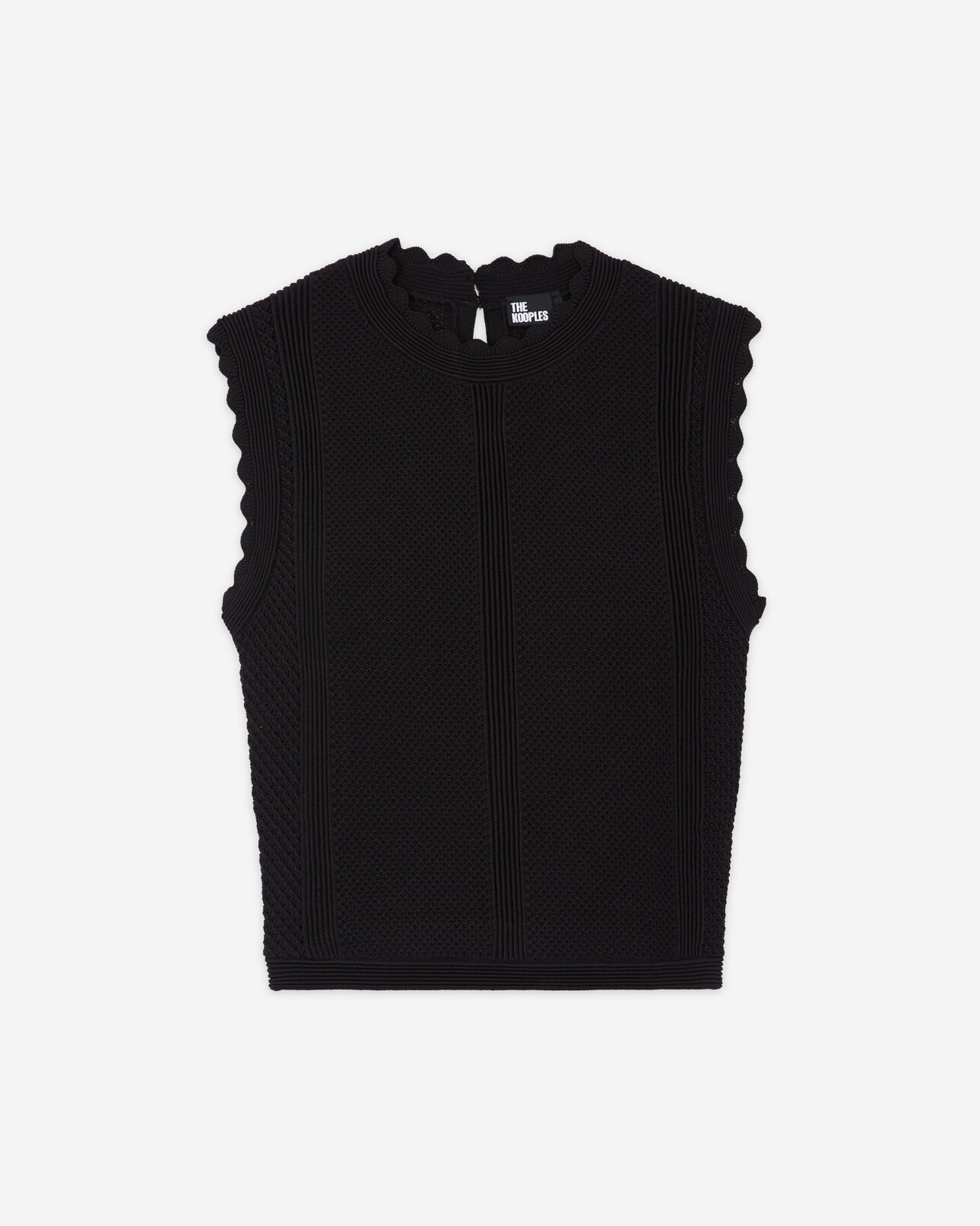 The Kooples WOMEN BLACK black openwork knit top