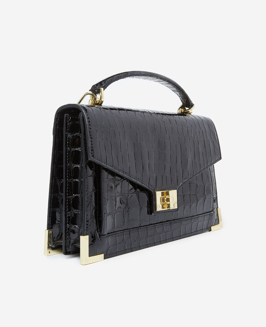 medium emily black croco handbag