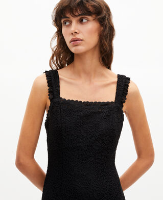 The Kooples DAMEN BLACK langes kleid aus schwarzer spitze