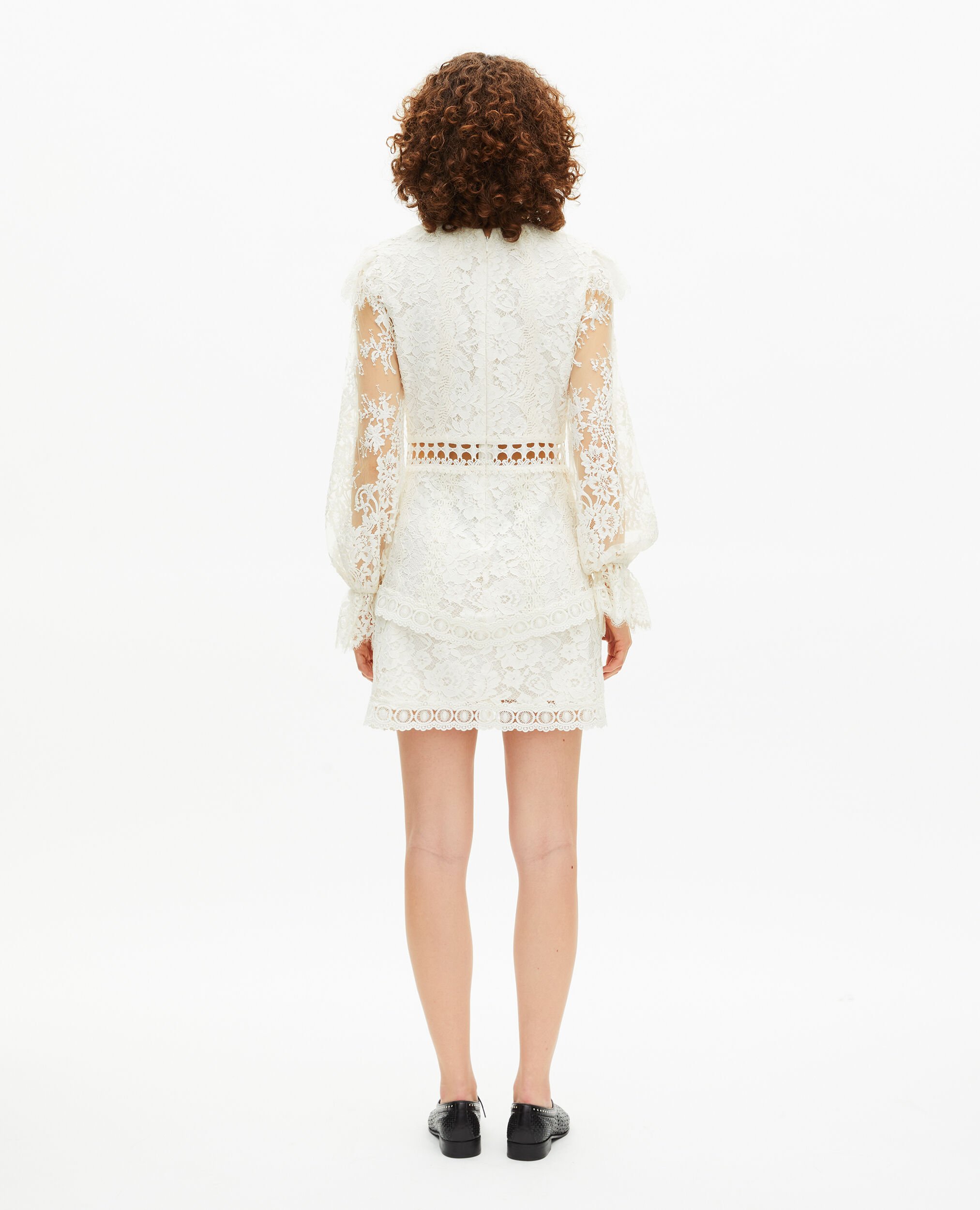 Short dress in ecru lace, WHITE, hi-res image number null