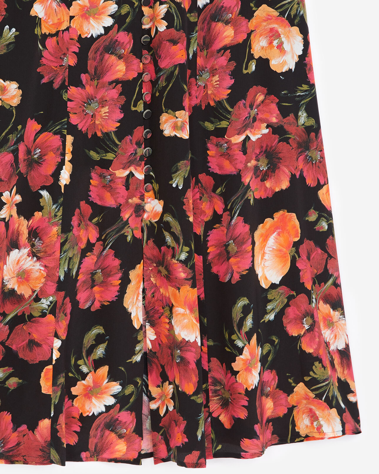 The Kooples WOMEN MULTICOLOR long printed skirt in silk with floral motif