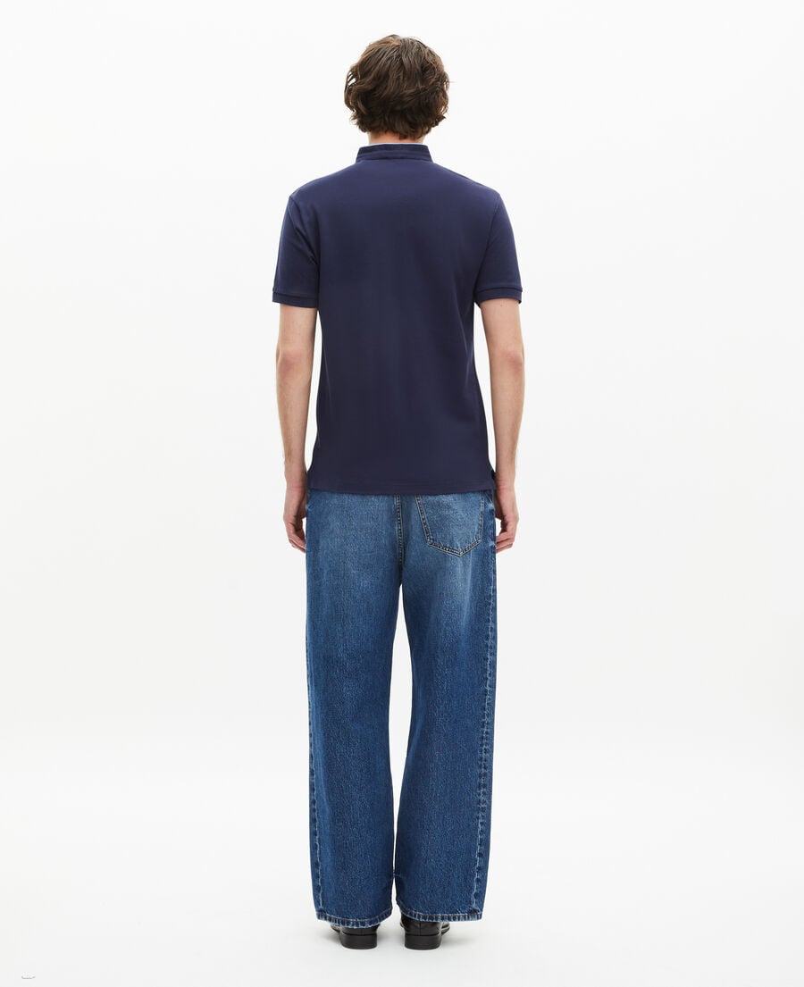 The Kooples HOMME NAVY/ PIPING NAVY polo en coton piqué bleu marine