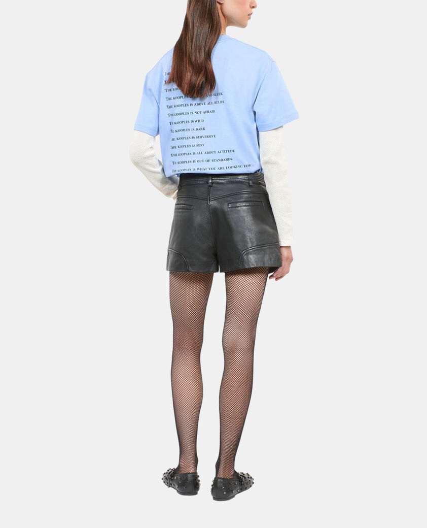 The Kooples FEMME BLACK short en cuir noir