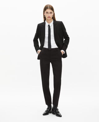 The Kooples WOMEN BLACK black crêpe suit jacket structured shape