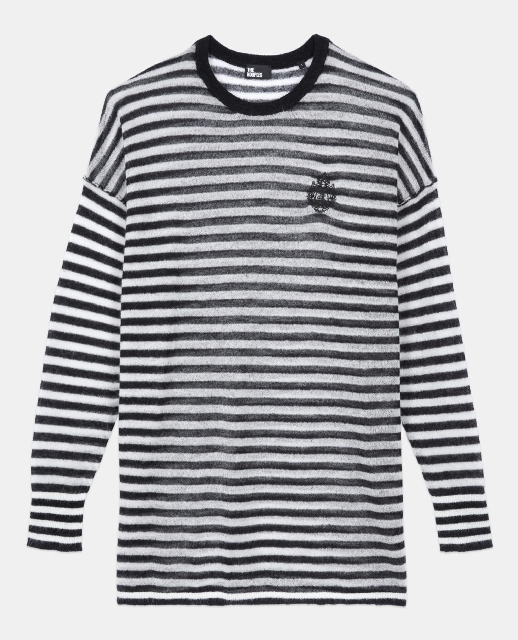 Gestreifter Pullover aus Mohair und Wolle, BLACK / WHITE, hi-res image number null