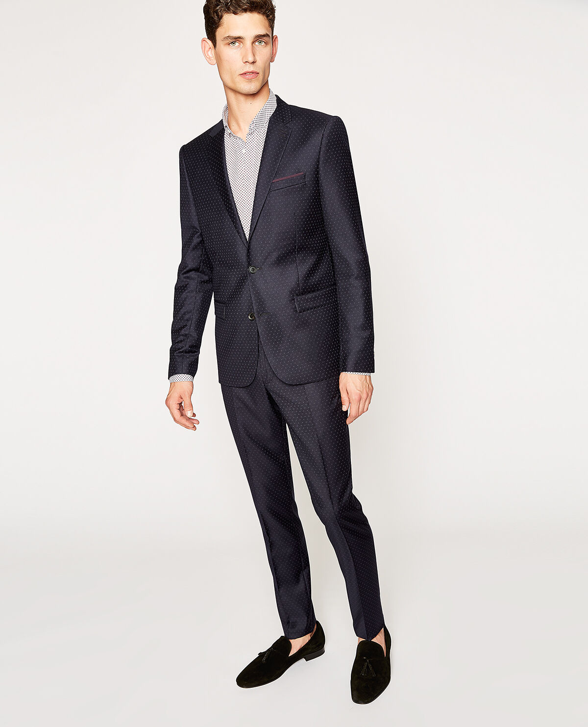 Veste de costume bleu marine micro motifs