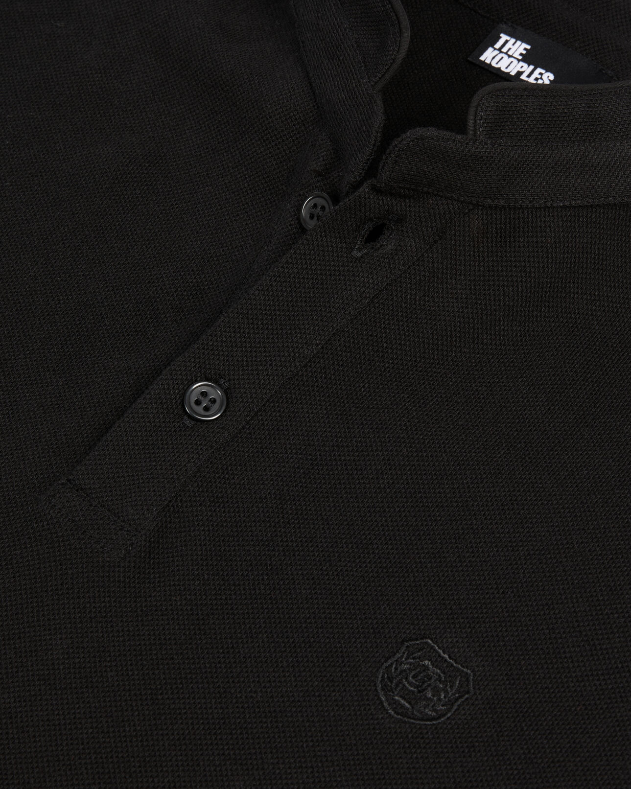 The Kooples MEN BLACK black pique cotton polo t-shirt