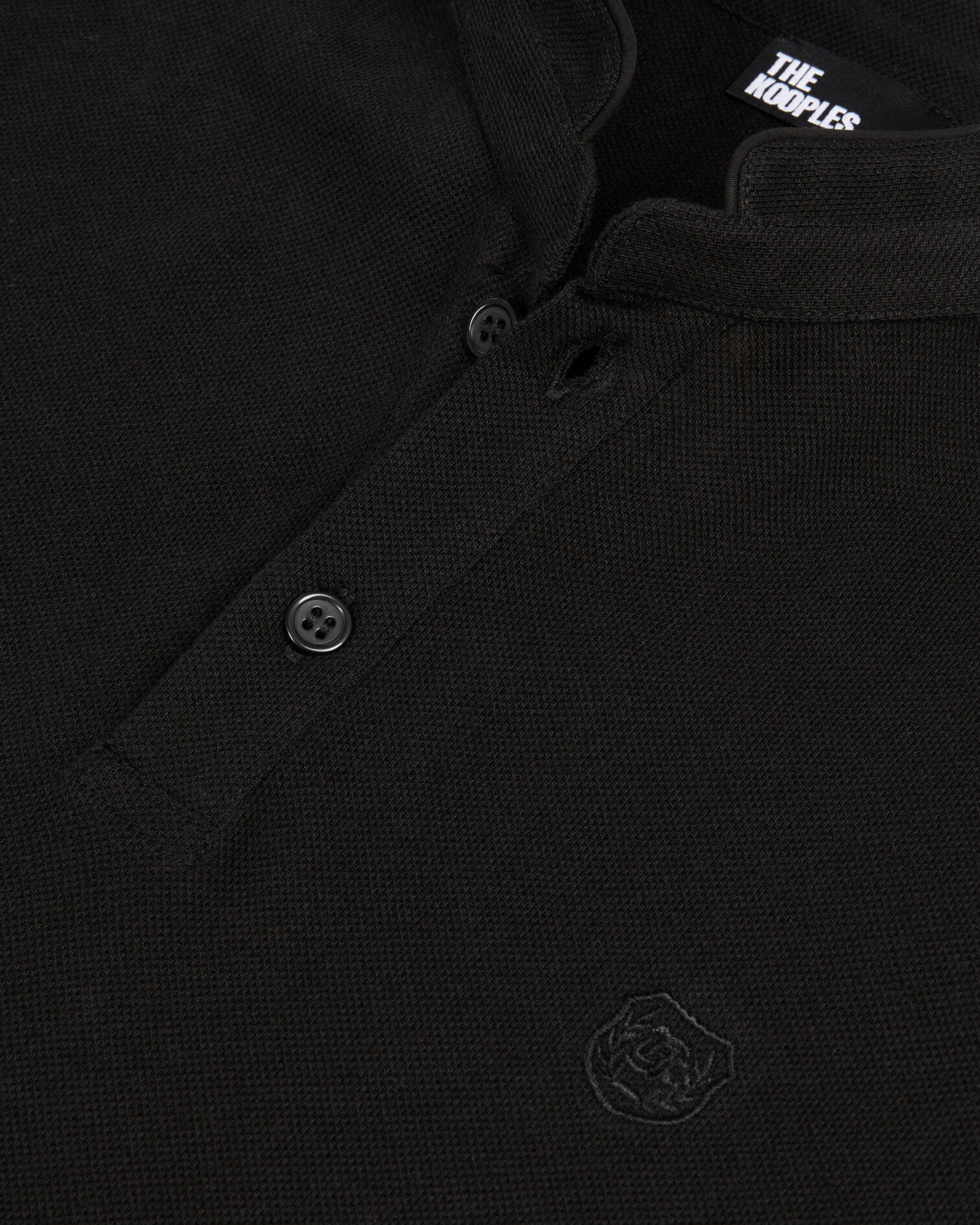 Black pique cotton polo t-shirt, BLACK, hi-res image number null