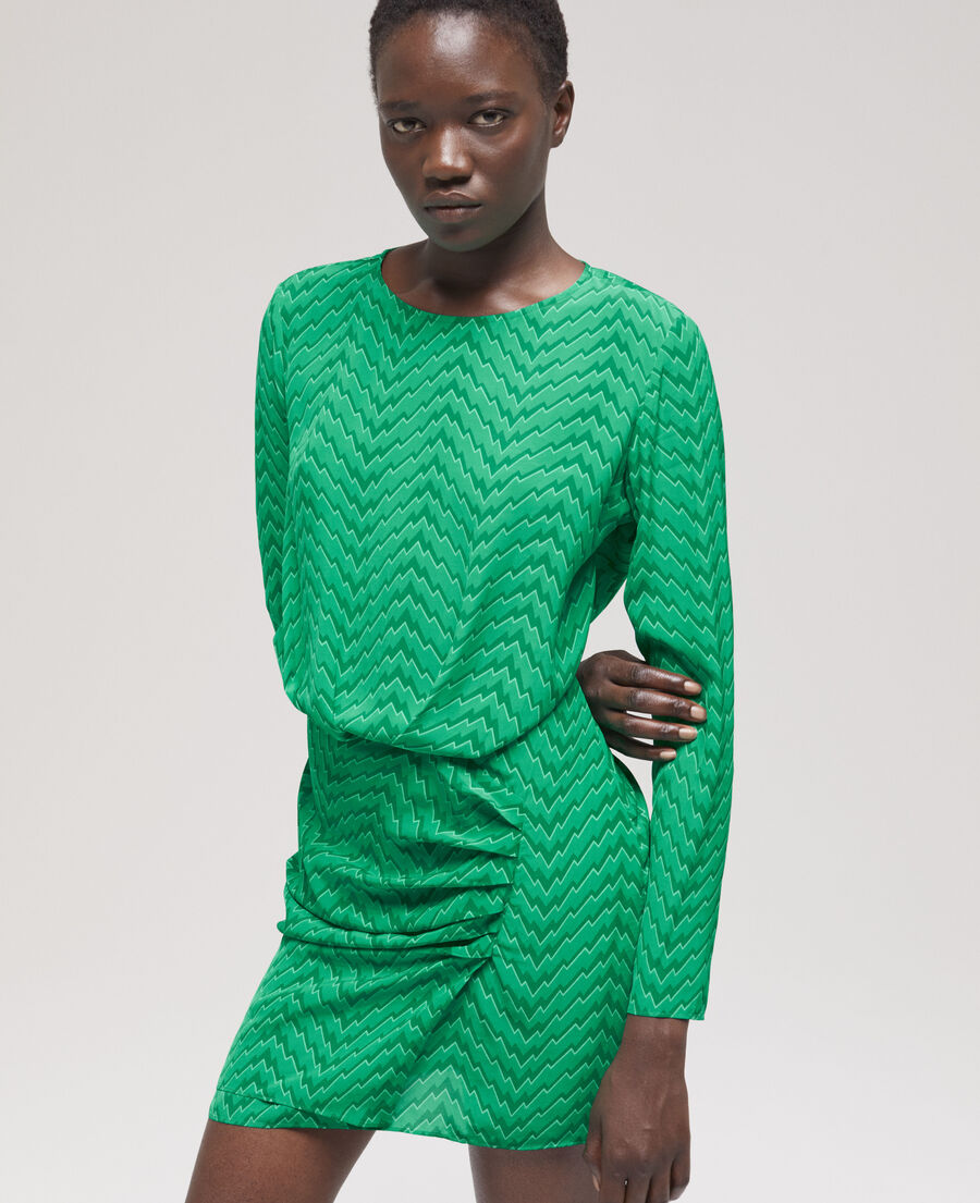 short printed green dress