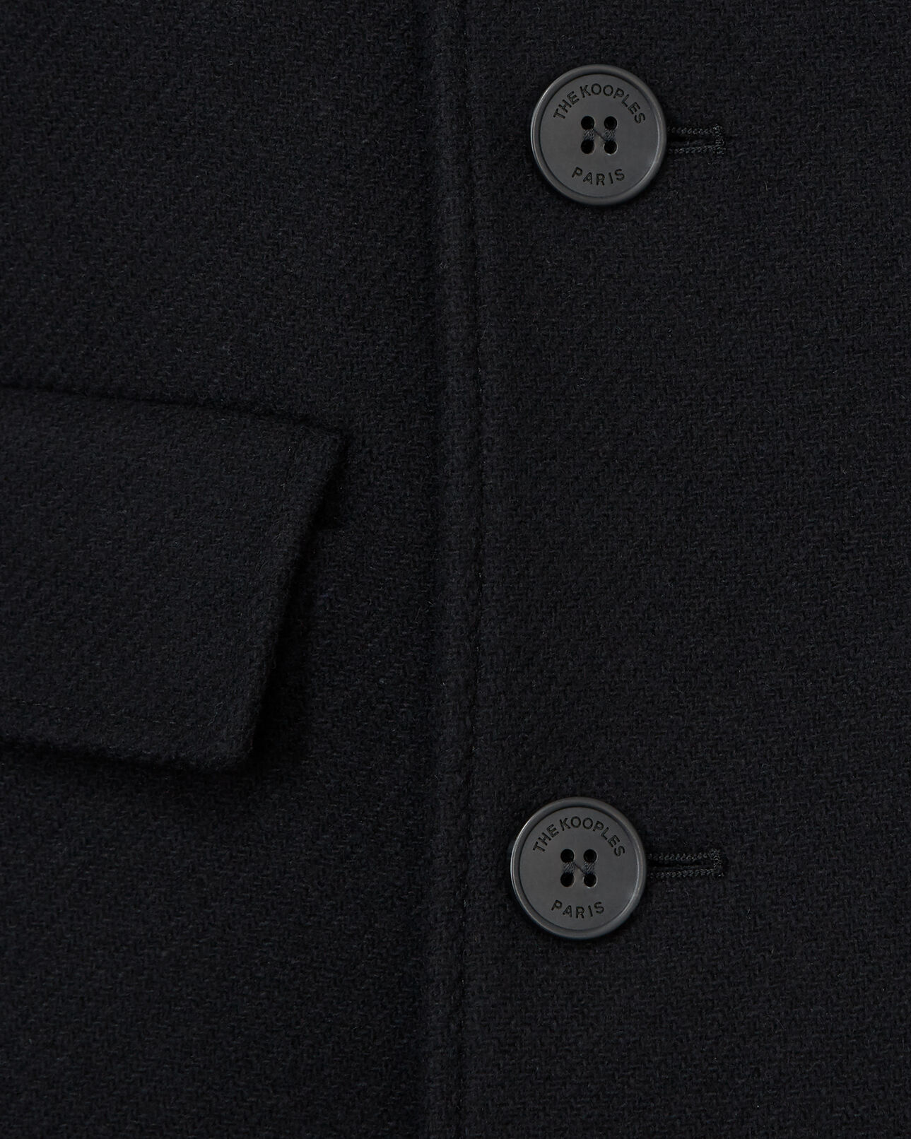 The Kooples HOMME BLACK manteau laine noire long à col mouton