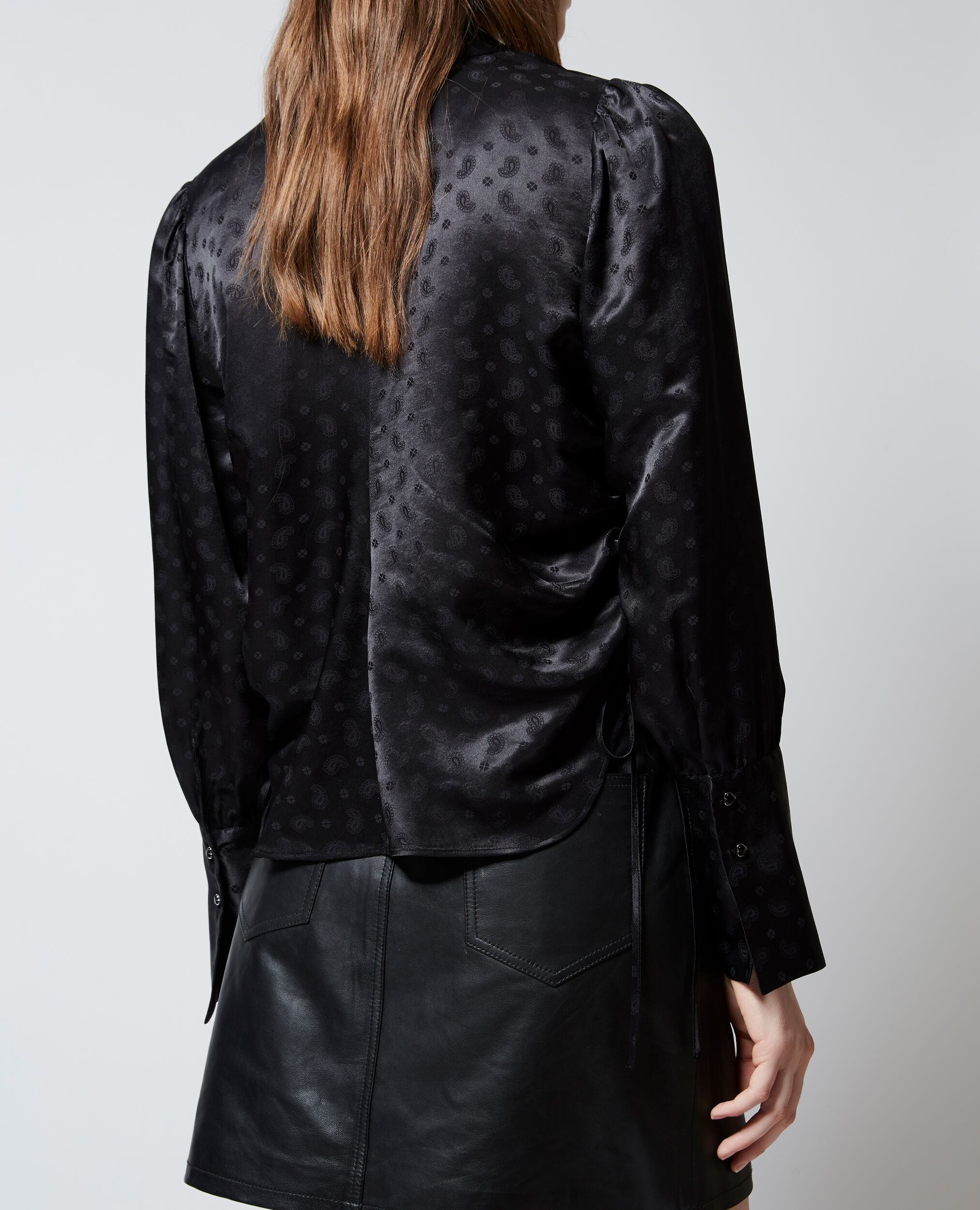 Elegantes schwarzes Hemd aus Jacquard, BLACK, hi-res image number null