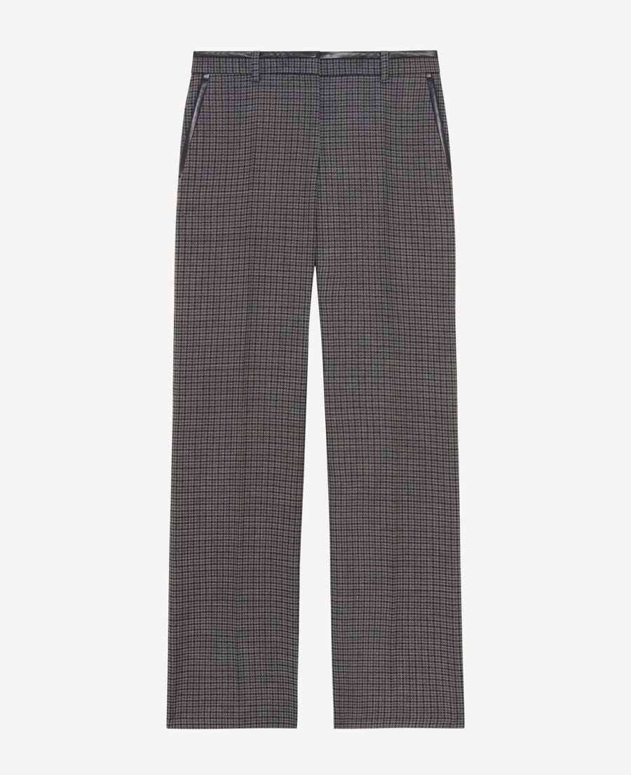 The Kooples FEMME BLACK pantalon tailleur droit en pied de puce noir et gris