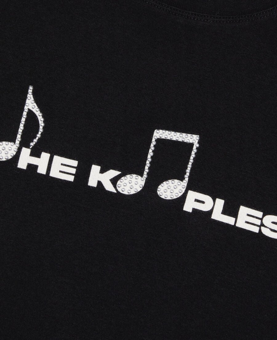 The Kooples HERREN BLACK WASHED schwarzes t-shirt mit siebdruck