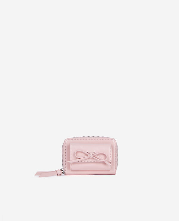 Porte monnaie Amelia en cuir rose| The Kooples