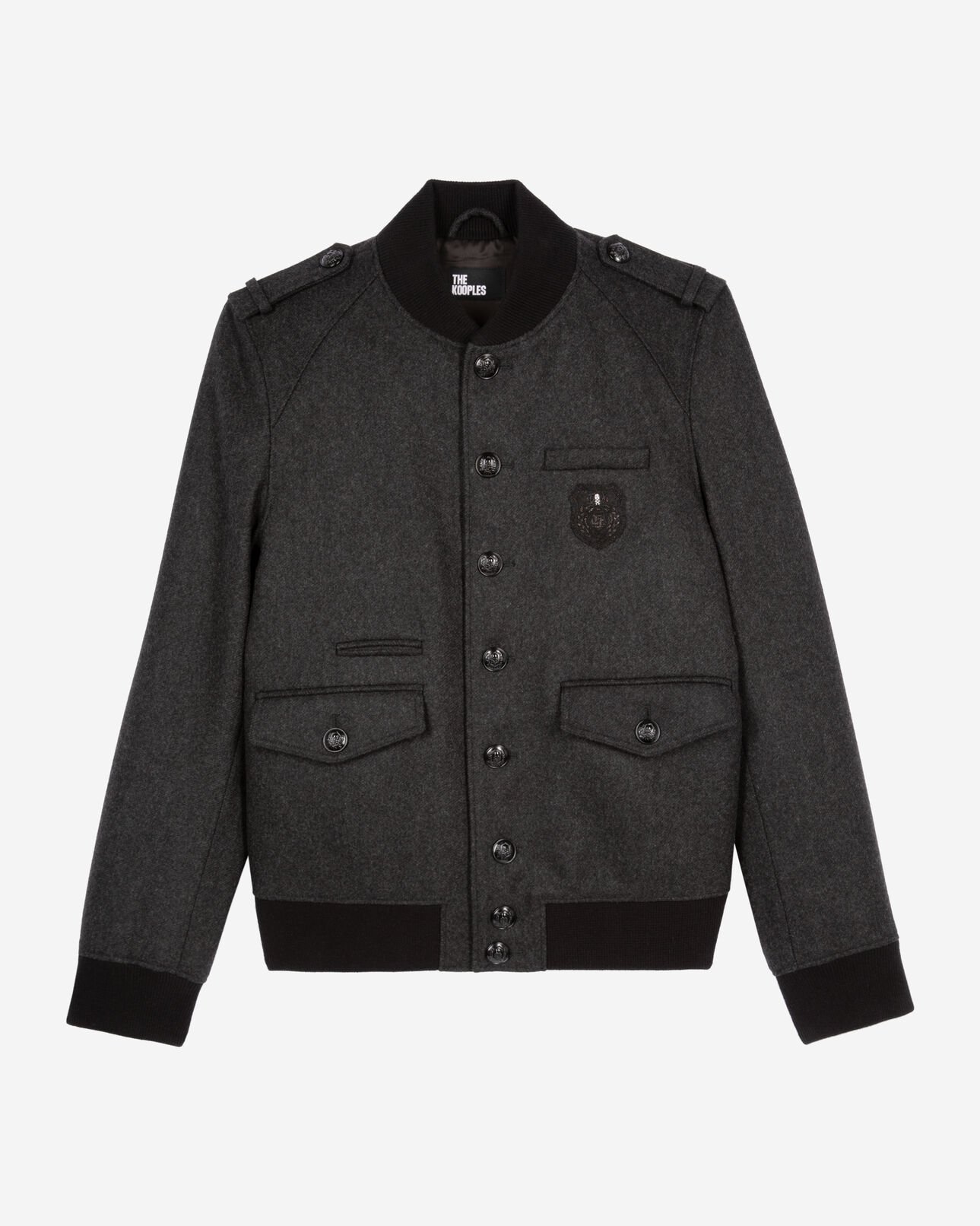 The Kooples MEN DARK GREY grey teddy jacket