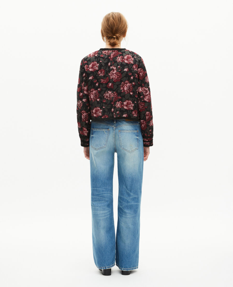 The Kooples FEMME BLACK - RED blouson en jacquard roses bordeaux